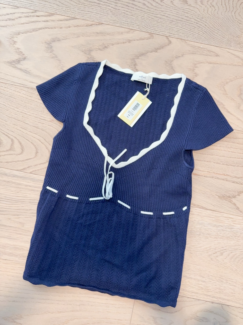 NWT 125389 Aritzia Wilfred soloist shortsleeve admiral light birch M